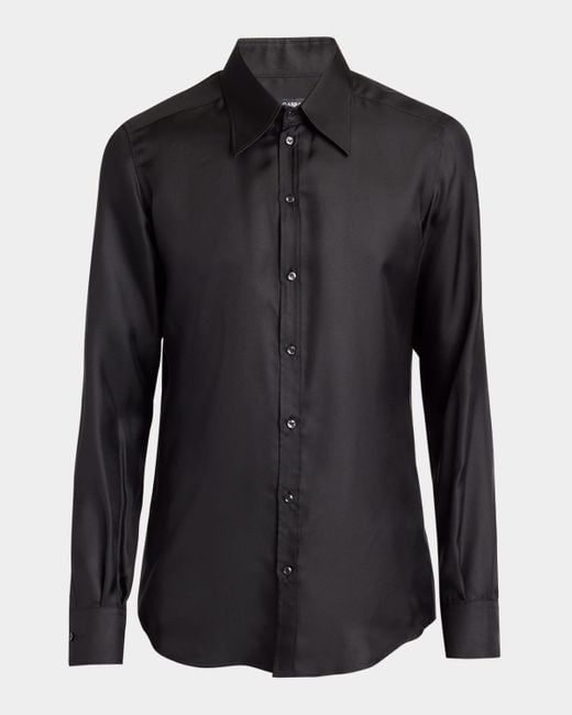 Dolce & Gabbana Black Martini Silk Twill Dress Shirt for men