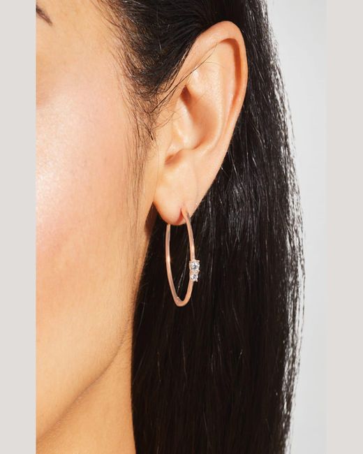 Roberto Coin White 18k Double-diamond Hoop Earrings