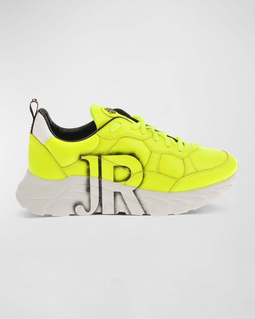 John Richmond Yellow Jr-Logo Chunky Sole Leather Sneakers for men