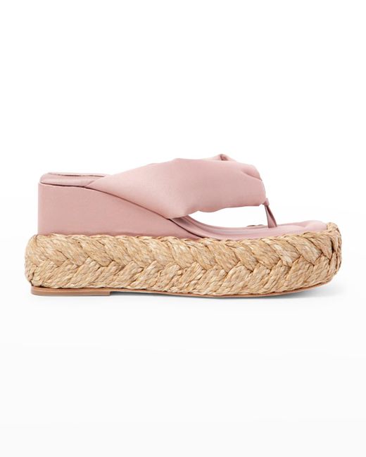 Paloma Barceló Bente Puffy Satin Thong Sandals in Pink | Lyst