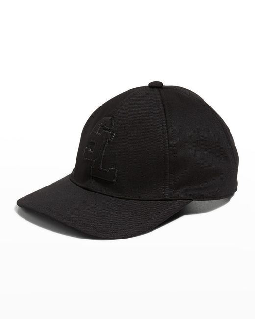 Saint Laurent Black Sl Logo Denim Baseball Hat