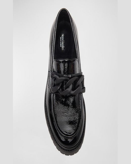 Nero Giardini Black Patent Chain Casual Loafers