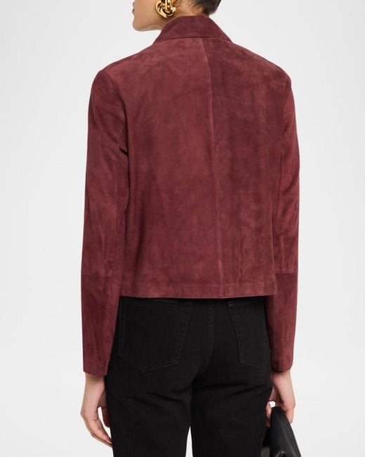 Arma Red Button-Down Suede Jacket