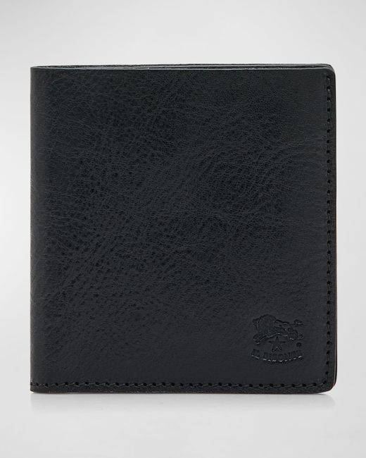 Il Bisonte Black Slim Bi-Fold Leather Wallet for men