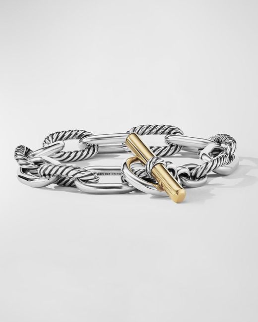 David Yurman Metallic Dy Madison Toggle Chain Bracelet With 18k Gold In Silver, 11mm