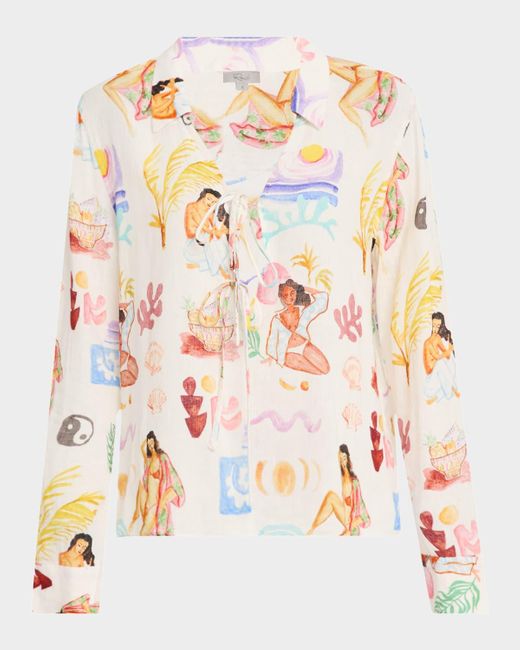 Rails Multicolor Bathing Ladies Elm Tie-Front Linen Top