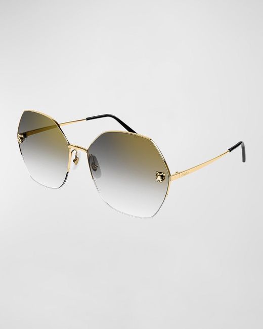 Cartier Metallic Panther Round Metal Sunglasses