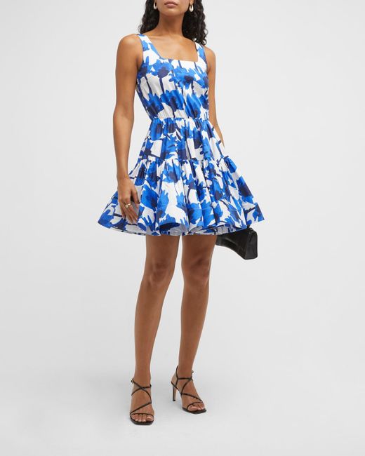 Jason Wu Blue Tiered Floral-print Mini Dress