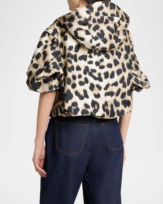 Givenchy Black Leopard-Print Crop Windbreaker Jacket