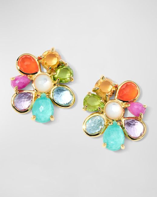 Ippolita Metallic 18k Rock Candy Small 8-stone Cluster Earrings In Summer Rainbow 2