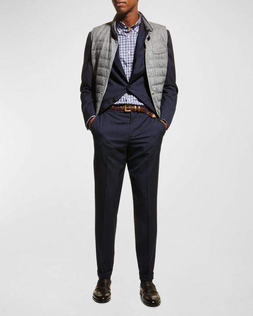 Brunello Cucinelli Blue Wool Three-button Two-piece Suit for men