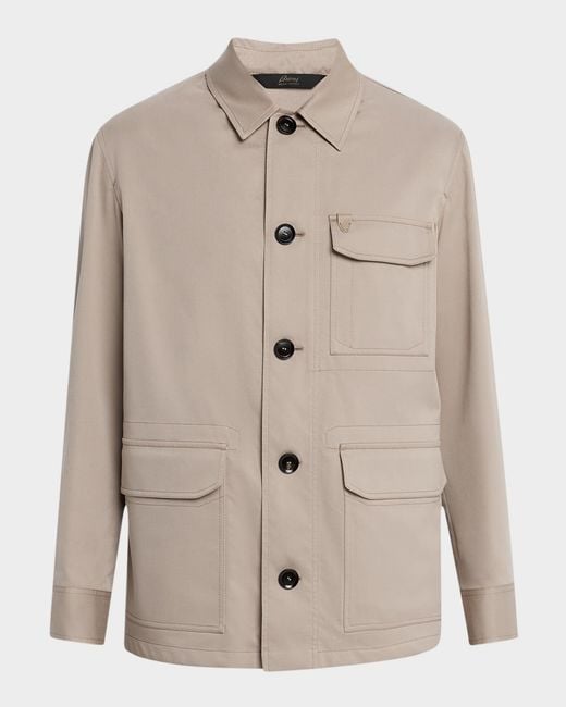 Brioni Natural Apos;S Cotton And Wool Work Jacket for men