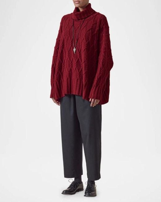 Eskandar Red Roll Neck Sweater