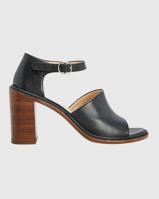Gabriela Hearst Black Beau Leather Ankle-Strap Sandals