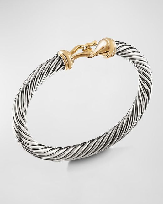 David Yurman Metallic 7mm Cable Buckle Bracelet With Gold