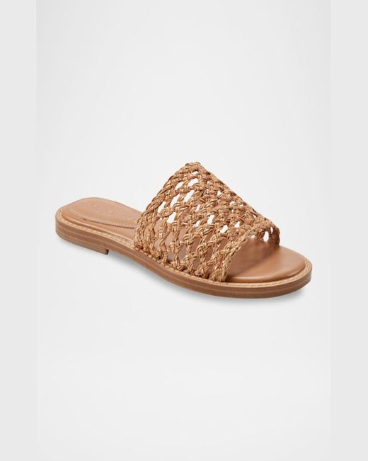 Marc Fisher White Woven Flat Slide Sandals