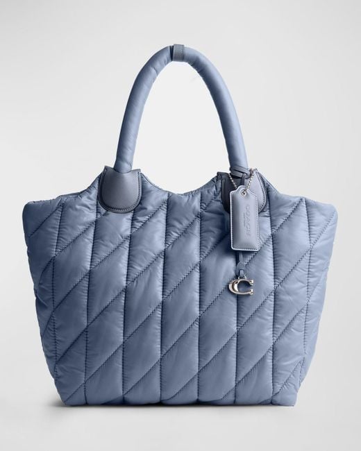 COACH Blue Iris Quilted Nylon Tote Bag
