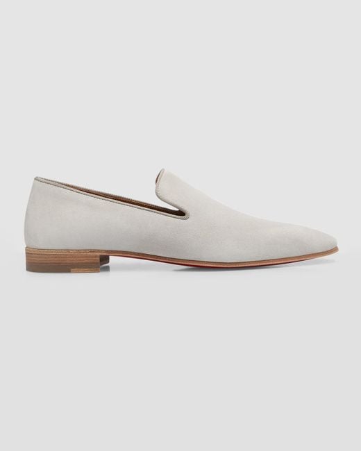 Christian Louboutin Dandelion Red Sole Leather Loafers in White for Men