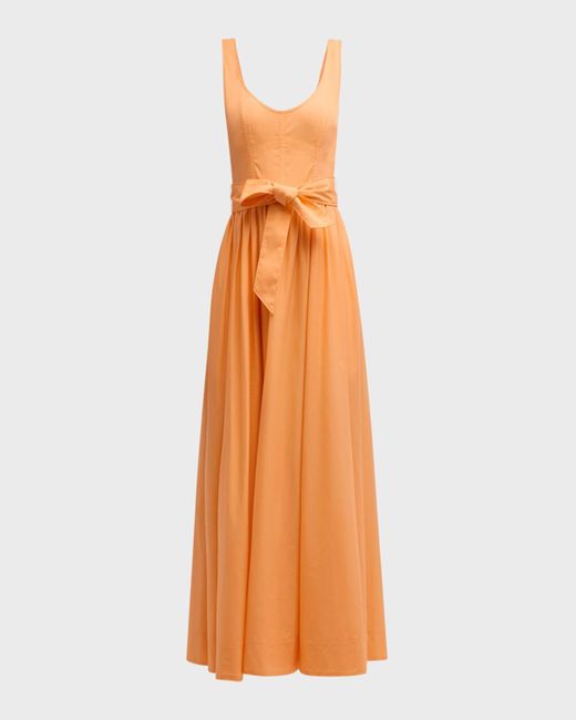 Cinq À Sept Orange Kilah Belted Midi Dress