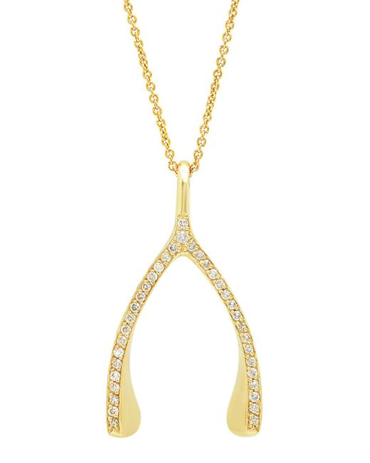 Jennifer Meyer Metallic 18k Yellow Gold Diamond Wishbone Necklace