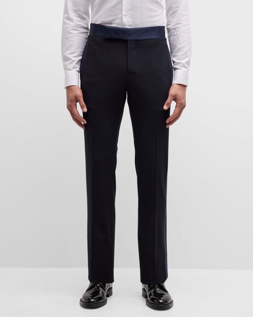 Giorgio Armani Blue Soho Satin-Trim Tuxedo Trousers for men