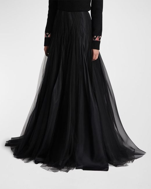 Ralph Lauren Collection Sylvia Pleated Organza Tulle Maxi Skirt in