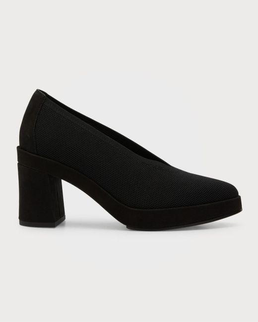 Eileen Fisher Signy Knit Block-heel Pumps in Black | Lyst