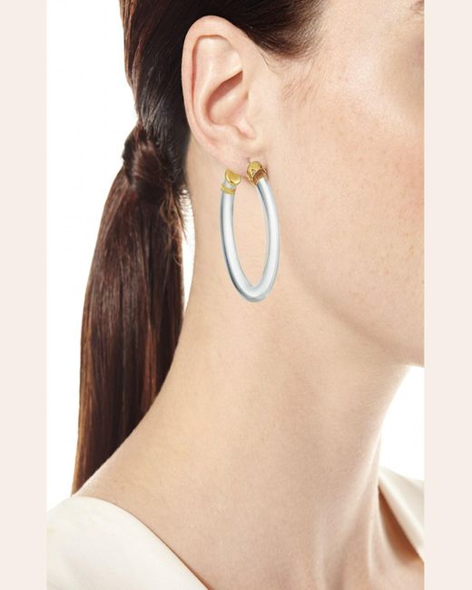 Gas Bijoux Metallic Caftan Hoop Earrings, Blue Marble