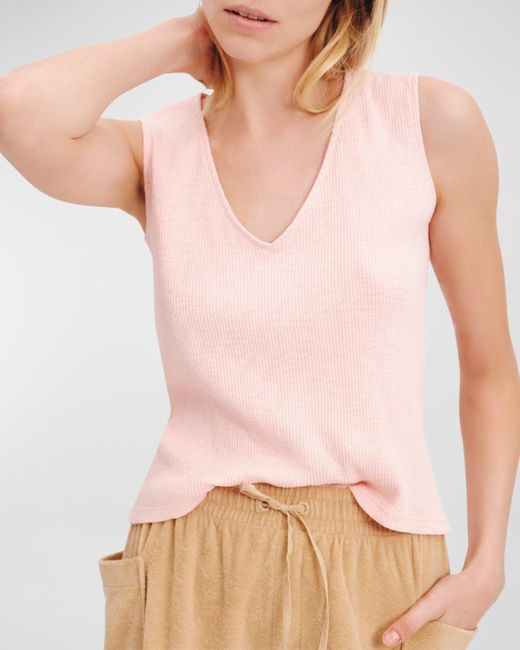 ATM Pink Cotton Rib Muscle Tee