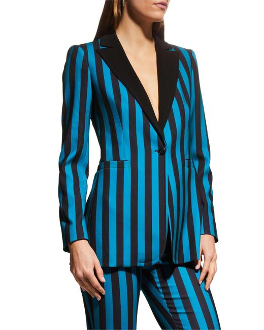 Alice & Olivia - White & Black Striped Linen Blend Longline Blazer Sz –  Current Boutique