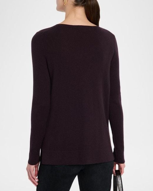 Neiman Marcus Black Cashmere Basic Crewneck Top