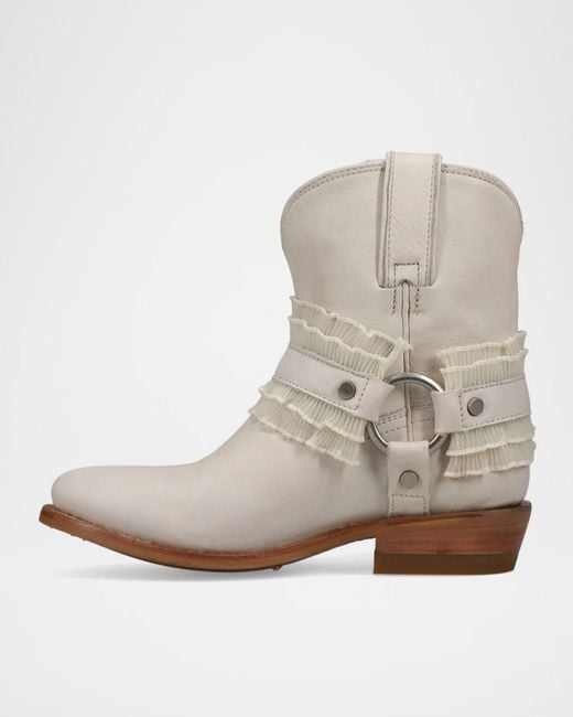 Frye Natural Billy Harness Ruffle Booties