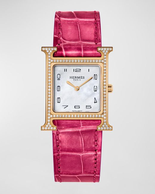 Hermès Pink Heure H Watch, 26 Mm