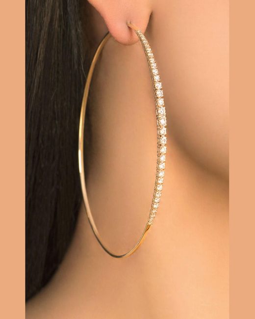 Lana Jewelry Natural 14k Graduating Diamond Hoop Earrings, 75mm