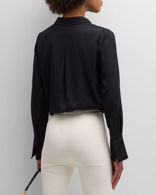 Kobi Halperin Black Larissa Split-Cuff Button-Down Blouse