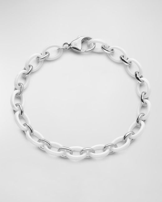 Monica Rich Kosann Gray Sterling Silver Audrey Link Bracelet With Alternating Ceramic Links