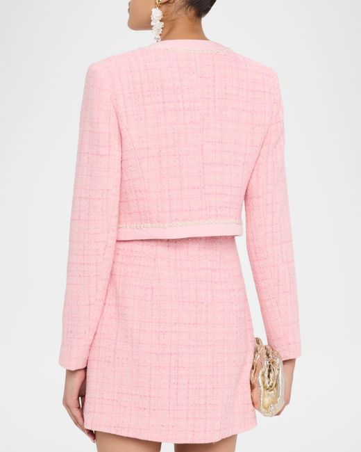 LoveShackFancy Pink Ralphette Cropped Tweed Jacket
