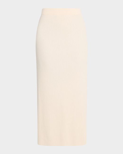 Vince Natural Ribbed Ankle-Length Skirt