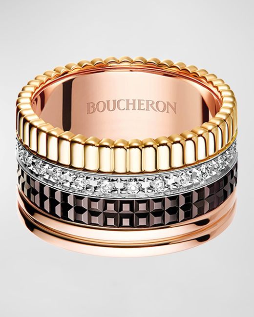 Boucheron Multicolor Quatre 18K Classique Large Band Diamond Ring
