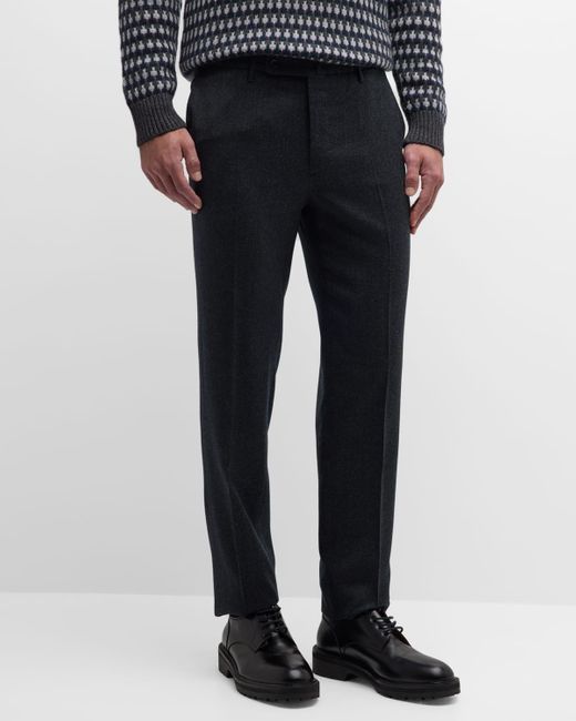 Incotex Blue Smart Flannel Wool Comfort Pants for men