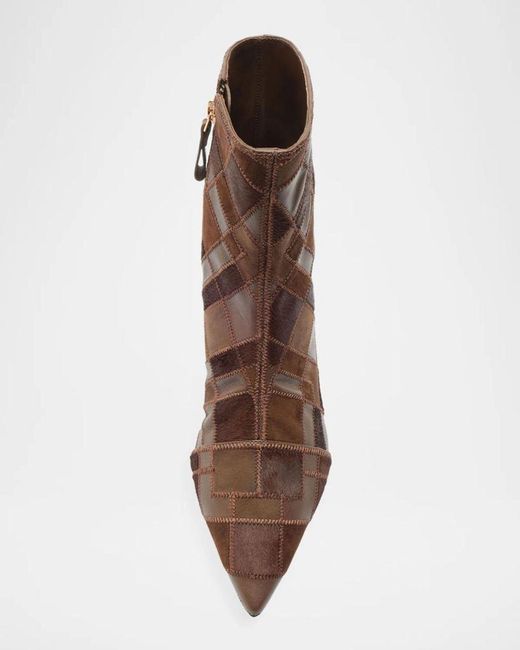 Alexandre Birman Brown 50Mm Annelise Patchwork Leather Booties