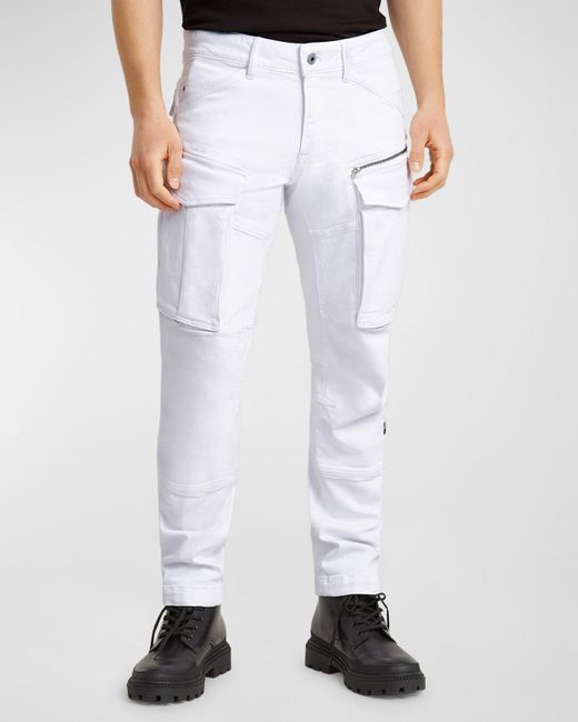 G-Star RAW White Rovic Zip 3D Tapered Pants for men