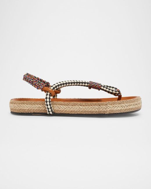 Isabel Marant Metallic Gypso Rope Thong Espadrille Sandals