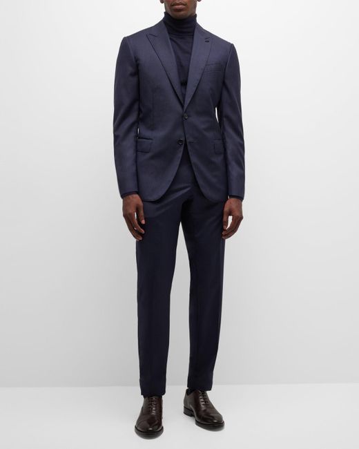 Brioni Blue Steep Twill Three-Piece Suit for men