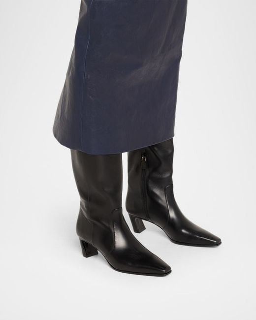 Stuart Weitzman Black Stassi Leather Knee-High Boots