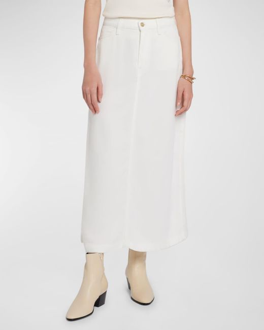 7 For All Mankind White Denim Midi Skirt