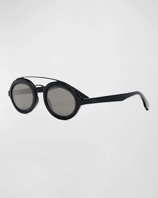 Fendi Multicolor Acetate Double-bridge Oval Sunglasses for men
