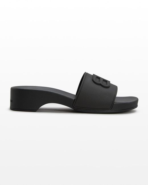 Balenciaga Bb Rubber Wedge Pool Sandals in Black Lyst