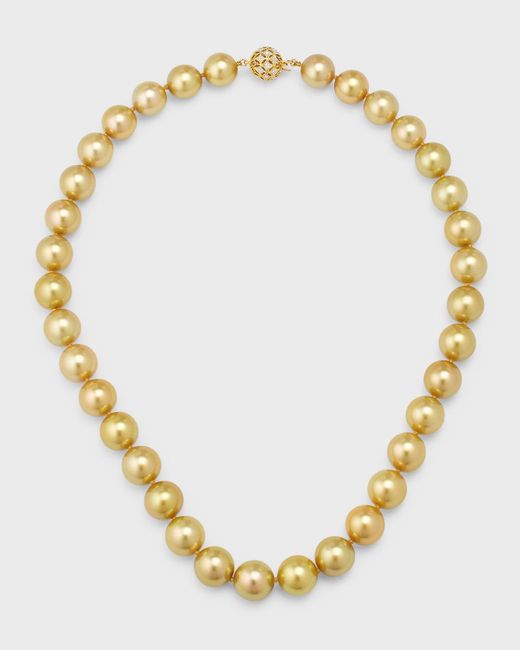 Belpearl Metallic 18k Yellow Gold South Sea Pearl And Diamond Necklace