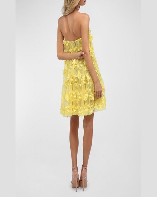HELSI Yellow Bianca Strapless Floral Applique Mini Dress